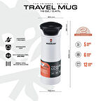 MADMUGS TM-TA-002 Travel Mug Termos Bardak 0,47lt-Beyaz