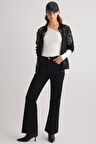 Milan 96 YÜKSEK BEL SİYAH İSPANYOL FLARE BOOTCUT JEANS KADIN