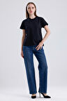 Lopez 249 Normal Bel Koyu Mavi Comfort Straight Jeans Kadın