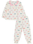 Civil Girls Renkli Kelebek 2-5 Yaş Pijama Takımı - Ekru 5-6 Yaş