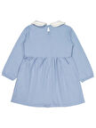 Civil Girls Yakası Nakışlı 6-9 Yaş Elbise - Mavi 6-7 Yaş
