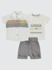 Concept Erkek Bebek 3'lü Şortlu Takım 6-18 Ay Gri
