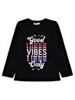 Civil Girls Good Vibes Only Baskılı 6-9 Yaş Sweatshirt - Siyah 7-8 Yaş