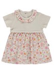 Civil Baby Çiçek Yaprak Empirme 6-18 Ay Tulum - Bej