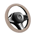 Oto Geçme Direksiyon Kılıfı Desenli Bej Renk Suni Deri 11NR222