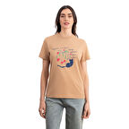 Cat Regular Açık Kahve T-Shirt