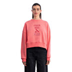 Strong Crop Oversize Pembe Sweatshirt
