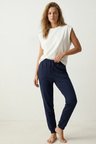 elemge %100 Pamuk Compact Penye Süprem Kadın Pijama Altı Cepli RegularFit Manşet Paça Esnek Terletmez Laci