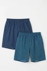 elemge Pamuklu 2'li Erkek Pijama Şort Ince Compact Penye Lacivert & Mavi Cepli Rahat Kalıp Terletmez Likra