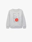 Basketbol Baskılı Uzun Kollu Bisiklet Yaka Sweatshirt