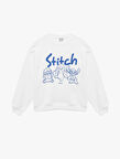 Stitch Lisanslı Bisiklet Yaka Baskılı Oversize Sweatshirt