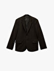 Regular Fit Viskon Karışımlı Kapaklı Cepli Uzun Kollu Mono Yaka Blazer Ceket