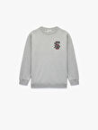 Uzun Kollu Bisiklet Yaka Baskılı Sweatshirt