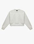 Uzun Kollu Bisiklet Yaka Oversize Crop Spor Sweatshirt