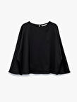 Uzun Kollu Bisiklet Yaka Volanlı Bluz