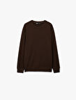 Regular Fit Uzun Kollu Dokulu Basic Bisiklet Yaka Sweatshirt