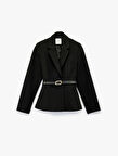 Kruvaze Yaka Kemer Detaylı Peplum Blazer Ceket