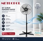 Metropol MP-1005-M 16" Ayaklı Vantilatör 55W Güçlü Motor ile 5 Kollu Metal Pervane