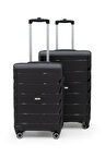 Copella Polipropilen & Kırılmaz 2'li Valiz Seti Büyük & Orta Siyah