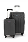 Petra Lüx 2'li Abs Valiz Seti Büyük & Kabin Boy Antrasit