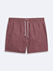 Desenli Regular Kırmızı Deniz Şort