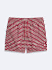 Desenli Regular Pembe Deniz Şort