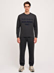 Uzun Kollu Sloganlı Bisiklet Yaka Basıc Antrasit Sweatshırt