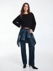 Vintage Görünümlü Uzun Kollu Salaş Siyah Sweatshırt