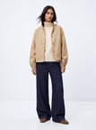 Relaxed Fit Boğazlı Yaka Triko Krem Kazak