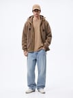 Relaxed Fit Faded Fabric Basic Bej T-shırt