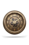 Efe Mark Premium Serisi Antik Eskitme Kadranlı Döner Çarklı Ev ve Ofis Duvar Saati Kabartma Latin Rakamlı 40 CM Gold