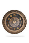 Efe Mark Premium Serisi Antik Eskitme Space Kadranlı Döner Çarklı Ev ve Ofis Duvar Saati Kabartma Rakamlı 45 CM Bronz