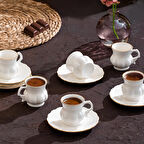 Perotti 4311 Emery 12 Parça Yaldızlı Porselen Türk Kahve Fincan Takımı