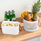 Porsima 4317 Beyaz 2'li Sepet Seti – Banyo Mutfak Organizeri, Tezgah Üstü Sepet