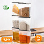 Porsima ORG-451 Antrasit Sandy 6'lı Hava Geçirmez Saklama Kabı Erzak Saklama Kabı Seti (5,90LT)
