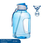 Porsima 161643-003 BPA Free Kulplu Pipetli Motivasyon Sporcu Su Matarası Suluk 2,5lt Su Şişesi