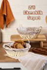 Porsima Mio-020 2li Hasır Görünümlü Kulplu Yuvarlak Ekmek Sepeti Beyaz 24,5cm	