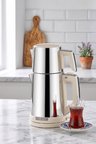 Özkent K-410-1 Gurme Çay Keyfi Paslanmaz Çelik Süzgeçli 1800W Krem 1,8+1 L