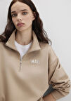Mavi Logo Baskılı Kahverengi Sweatshirt 1S10179-70344