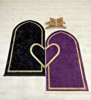 2 li Çift Seccadesi Ebat 75x125 SİYAH - MOR