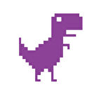 Piksel Dinozor Sticker 17x17 Cm Mor