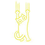 Tutunmaya Çalışan Kedi Araba Sticker 17x17 Cm Sarı