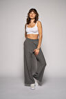 Kadın Gri Çift Pileli Pantolon