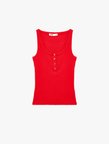 Pamuklu Slim Fit Süs Düğmeli U Yaka Fitilli Atlet