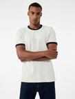 Kısa Kollu Biyeli Pamuklu Tok Kumaş Bisiklet Yaka Slim Fit Tişört
