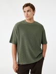 Kısa Kollu Bisiklet Yaka Pamuklu Tok Kumaş Basic Oversize Tişört