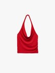 Kolsuz Degaje Yaka Slim Fit Crop Bluz