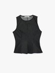 Viskon Karışımlı Slim Fit Bisiklet Yaka Çizgili Kolsuz Korse Görünümlü Bluz