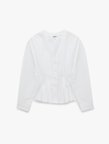 Slim Fit Düğmeli Uzun Kollu V Yaka Poplin Gömlek
