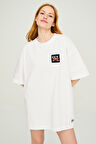 GTR Logolu Oversize B-Shirt Beyaz